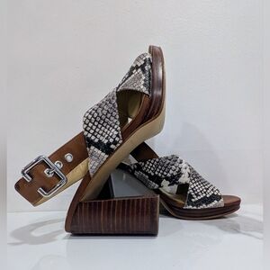 Marc Fisher Snakeskin Patterned Leather Sandals with Block Heel